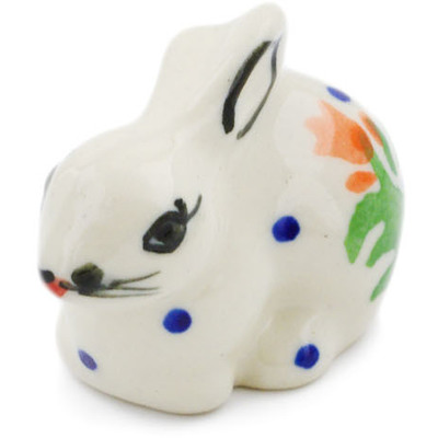 Polish Pottery Bunny Figurine 2&quot; Spring Flowers