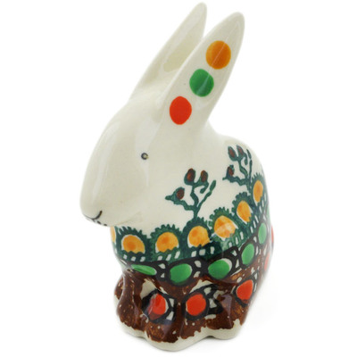 Polish Pottery Bunny Figurine 3&quot; Cranberry Medley UNIKAT