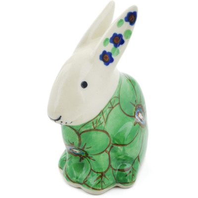 Polish Pottery Bunny Figurine 3&quot; Key Lime Dreams UNIKAT