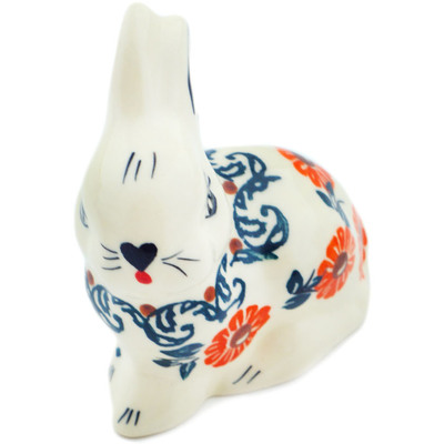 Polish Pottery Bunny Figurine 3&quot; Meadow Floret UNIKAT