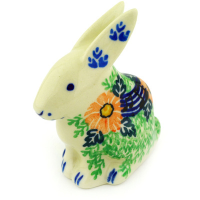 Polish Pottery Bunny Figurine 3&quot; Spring Song UNIKAT