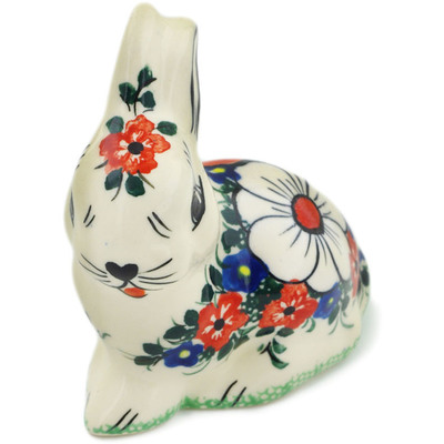 Polish Pottery Bunny Figurine 3&quot; Summertime Blues UNIKAT