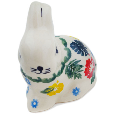 Polish Pottery Bunny Figurine 3&quot; Tropical Florals