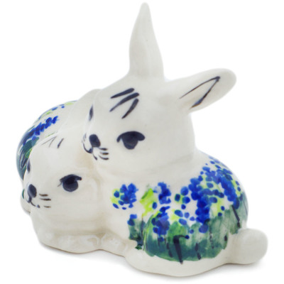 Polish Pottery Bunny Figurine 4&quot; Garden Whispers UNIKAT