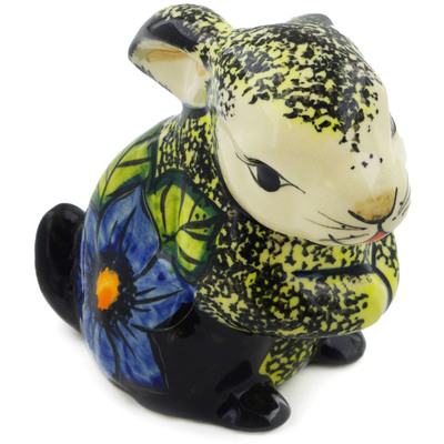 Polish Pottery Bunny Figurine 5&quot; Midnight Glow UNIKAT