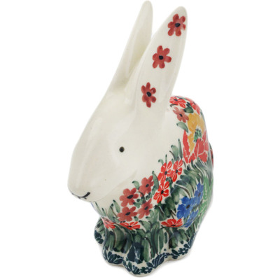 Polish Pottery Bunny Figurine 5&quot; Red Beauty UNIKAT