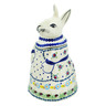 Polish Pottery Bunny Shaped Jar 11&quot; Flowers And Ladybugs
