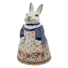 Polish Pottery Bunny Shaped Jar 11&quot; Summer Bouquet UNIKAT