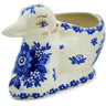 Polish Pottery Bunny Shaped Jar 7&quot; Fancy Floral UNIKAT