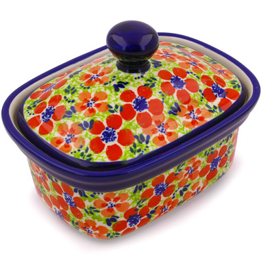 Polish Pottery Butter box Magnificent Red