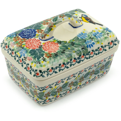 Polish Pottery Butter box Robbin&#039;s Meadow UNIKAT