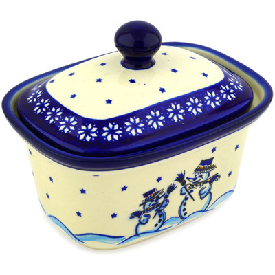 Polish Pottery Butter box Snow Buddies