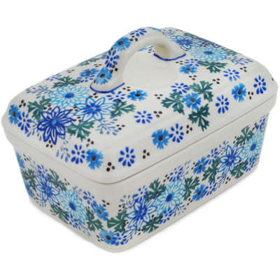 Polish Pottery Butter box Soft Starry Flowers UNIKAT