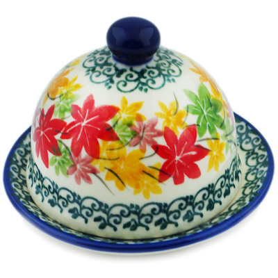 Polish Pottery Butter Dish 4&quot; Fall Vibes