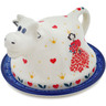 Polish Pottery Butter Dish 5&quot; Cute As A Button UNIKAT