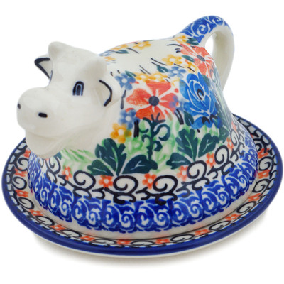 Polish Pottery Butter Dish 5&quot; Golden Daisies UNIKAT