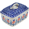 Polish Pottery Butter Dish 6&quot; Last Summer Flowers