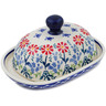 Polish Pottery Butter Dish 6&quot; Last Summer Flowers