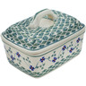 Polish Pottery Butter Dish 6&quot; Lucky Blue Clover