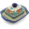 Polish Pottery Butter Dish 6&quot; Ring Of Flowers UNIKAT