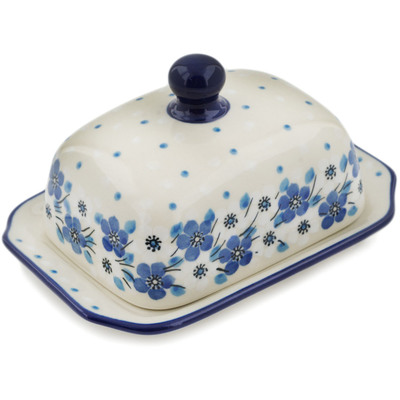 Polish Pottery Butter Dish 6&quot; Simple Wreath