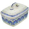 Polish Pottery Butter Dish 6&quot; Tail Feathers