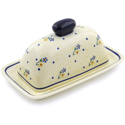 Polish Pottery Butter Dish 7&quot; Country Meadow