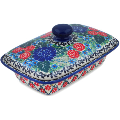 Polish Pottery Butter Dish 7&quot; Garden Trellis UNIKAT