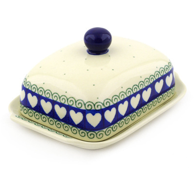 Polish Pottery Butter Dish 7&quot; Light Hearted