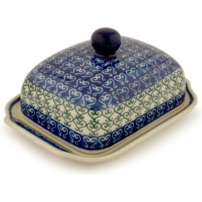 Polish Pottery Butter Dish 7&quot; Lovely Heart