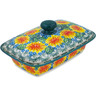 Polish Pottery Butter Dish 7&quot; Marigold Chain UNIKAT