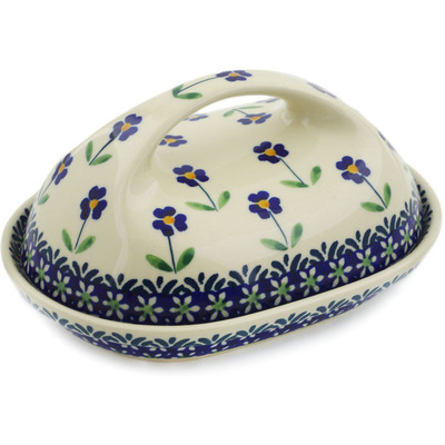 Polish Pottery Butter Dish 7&quot; Mariposa Lily