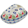 Polish Pottery Butter Dish 7&quot; Ring Around The Reindeer
