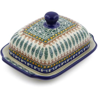 Polish Pottery Butter Dish 7&quot; Tuscan Countryside