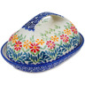 Polish Pottery Butter Dish 7&quot; Wave Of Flowers