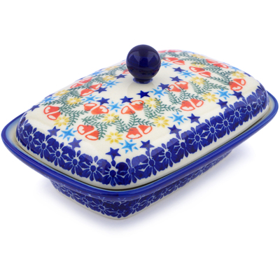 Polish Pottery Butter Dish 7&quot; Wreath Of Bealls