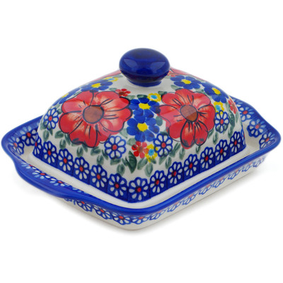 Polish Pottery Butter Dish 8&quot; Bold Sights UNIKAT