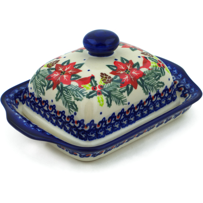 Polish Pottery Butter Dish 8&quot; Cardinal&#039;s Home UNIKAT