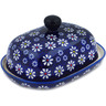 Polish Pottery Butter Dish 8&quot; Daisy Jazz UNIKAT