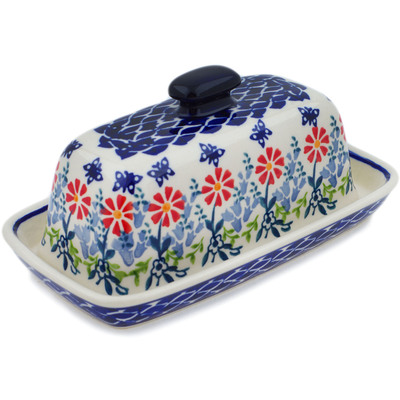 Polish Pottery Butter Dish 8&quot; Last Summer Flowers