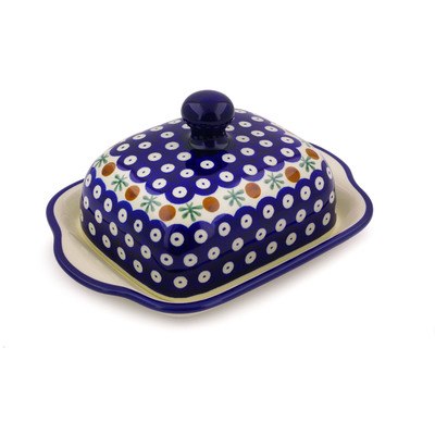 Polish Pottery Butter Dish 8&quot; Mosquito