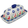 Polish Pottery Butter Dish 8&quot; Ring Around The Reindeer