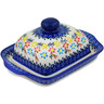 Polish Pottery Butter Dish 8&quot; Spring Flower Ring
