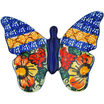 Polish Pottery Butterfly Figurine 6&quot; Colorful Bouquet UNIKAT