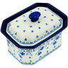 Polish Pottery Cake Box 6&quot; Blue Grapevine