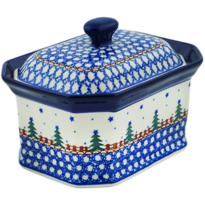 Polish Pottery Cake Box 6&quot; Pocono Pines