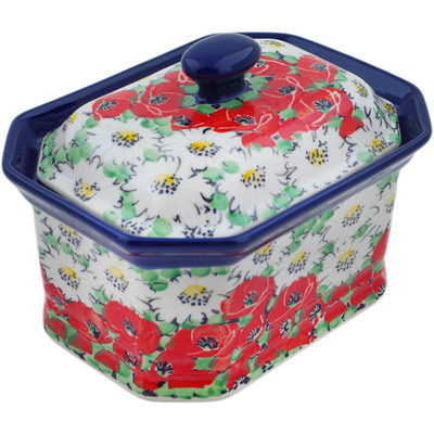 Polish Pottery Cake Box 6&quot; Spring Blossom Harmony UNIKAT