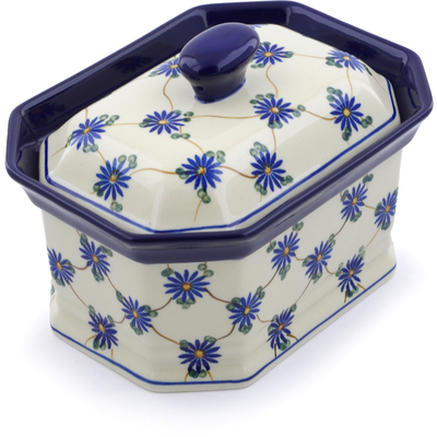 Polish Pottery Cake Box 8&quot; Aster Trellis