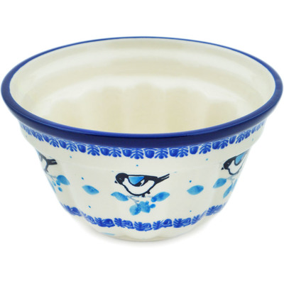 Polish Pottery Cake Mould 5&quot; Winter Sparrow