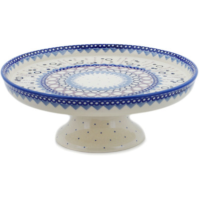 Polish Pottery Cake Stand 10&quot; Abstract Eruption UNIKAT